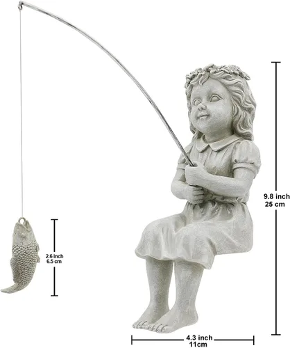 Miniatura 3 de Nacome Regalos para jardín, hogar, Mon Grandma The Little Fishergirl Garden, estatua de decoración del hogar, escultura de figura de pescador, al