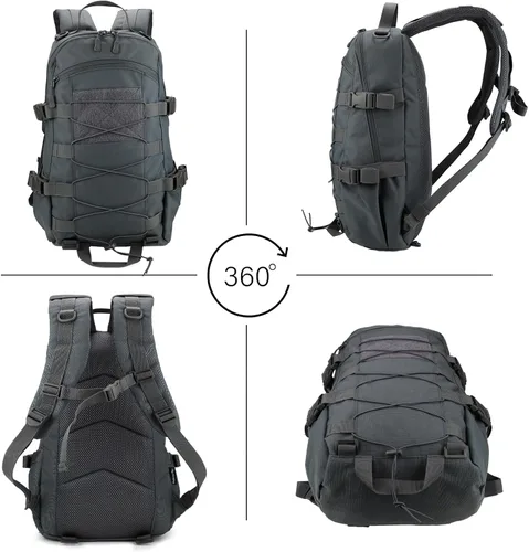 Miniatura 7 de Mochila táctica pequeña de 25 litros para senderismo, camping, senderismo, caza, paquete Molle para hombres y mujeres, gris