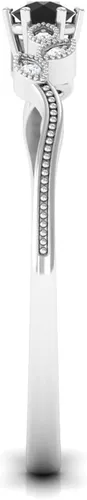 Miniatura 8 de Anillo de promesa de ónix negro natural con diamante para mujer, anillo de hoja de cuentas Calidad AAA