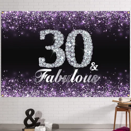 Miniatura 26 de HAMIGAR Fondo de pancarta de feliz cumpleaños número 10 de 6 x 4 pies, suministros de fiesta de cumpleaños para niñas, color morado