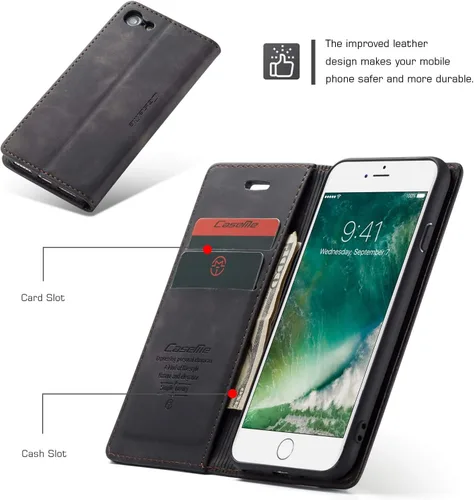 Miniatura 4 de SINIANL Funda para iPhone 7/8, funda de cuero tipo billetera con tarjetero cierre magnético Kickstand a prueba de golpes fundas protectoras