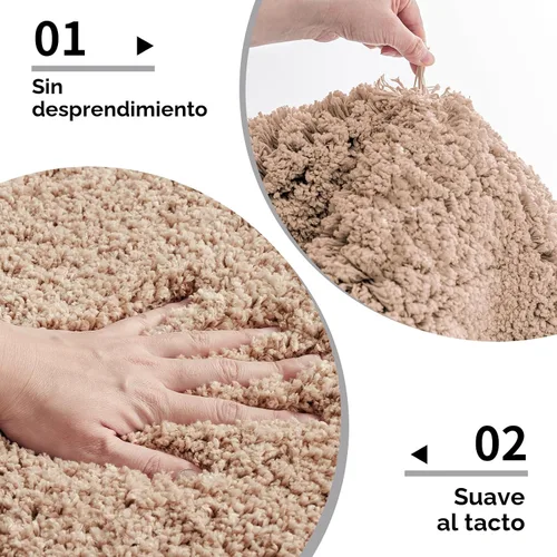 Miniatura 4 de Disolla - Alfombra antideslizante pequeña y esponjosa para el suelo del baño, lavable, afelpada, para ducha, absorbente, color beige, 17 x 24