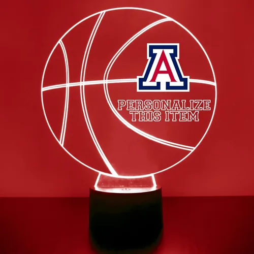 Miniatura 38 de Lámpara de luz nocturna personalizada de la Universidad de Missouri (Mizzou) Tigers con bola de baloncesto y logotipo, letrero LED con control