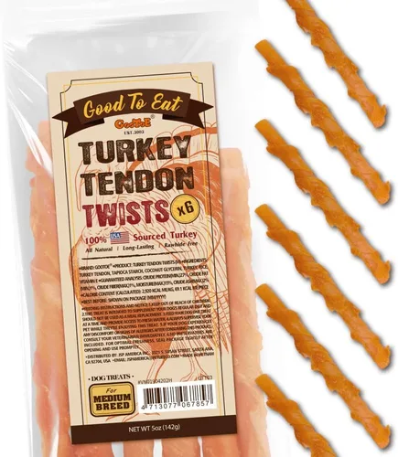 Miniatura 17 de Gootoe Tendones de Pavo para Perros – Golosinas Naturales, Hipoalergénicas para Perros, Alternativa al Cuero Crudo, Masticables Duraderas