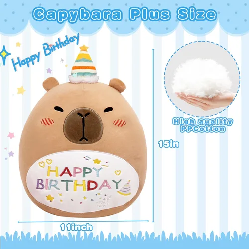 Miniatura 3 de Capybara - Almohada de peluche de cumpleaños de 14 pulgadas, bonita almohada de feliz cumpleaños Capybara, regalos para niños y niñas