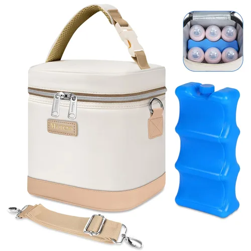 Miniatura 16 de Bolsa de refrigeración de leche materna Mancro con capacidad para 6 biberones de hasta 9 onzas, bolsa térmica para biberones con paquete de hielo