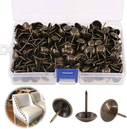 Miniatura 9 de Keadic Juego surtido de 200 piezas de 3/4 pulgadas de diámetro, tachuelas de tapicería antiguas para muebles, clavos para muebles tapizados