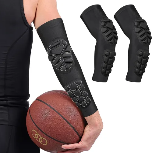 Codera acolchada de compresión para deportes, paquete de 2 almohadillas anticolisión para el antebrazo del brazo, protección anticolisión para fútbol