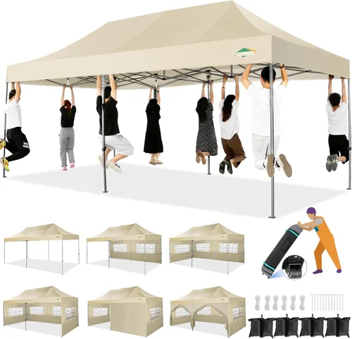 Miniatura 39 de COBIZI Tienda de campaña desplegable de 6.6 x 6.6 pies, toldo resistente, fácil de instalar, impermeable, para exteriores, fiestas, playa, jardín