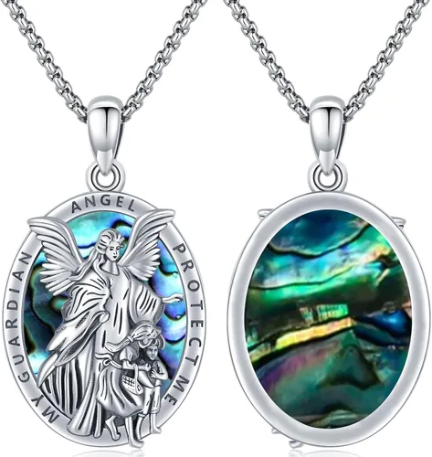 Miniatura 5 de Collar con colgante de San MiguelSan CristóperSan SebastiánGuadalupeÁngel de la GuardaSanta MuerteJudeJoseph para hombres y mujeres, plata de ley
