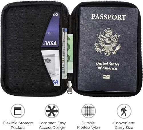 Miniatura 7 de Zero Grid Cartera de pasaporte portadocumento de viaje con bloqueo RFID