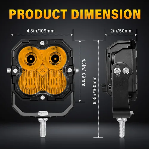 Miniatura 2 de SKYWORLD Luz LED Cuadrada Tipo Pod de 4.3 pulgadas, 30W 2500 LM, Luz Antiniebla de Conducción Todoterreno para Carro 4x4 Camión UTE ATV Barco