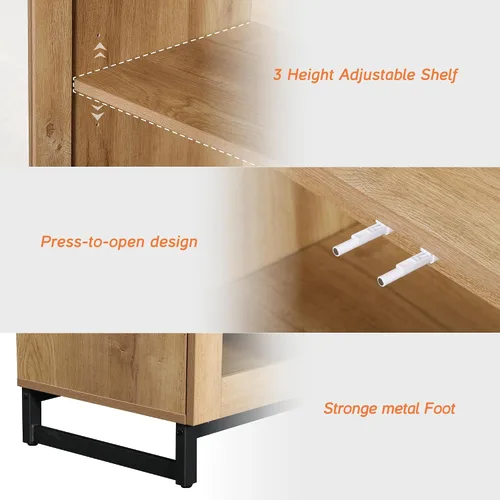 Miniatura 6 de WAMPAT Moderno soporte de TV con puertas de vidrio para televisores de 32 a 40 pulgadas, consola central de entretenimiento con estantes ajustables