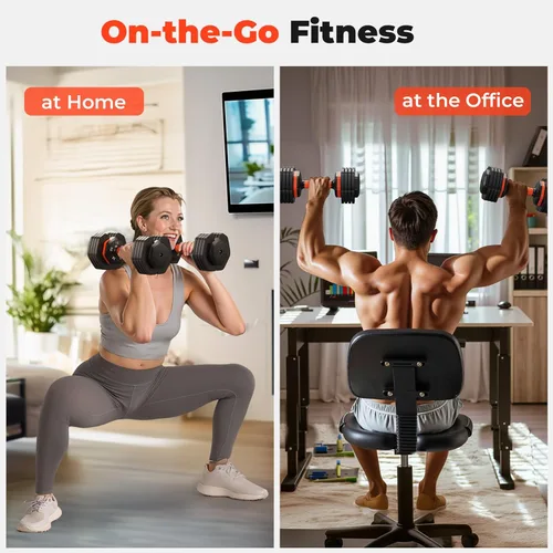 Miniatura 4 de FLYBIRD - Juego de mancuernas ajustables de 2 piezas, juego de mancuernas de 110LB/50LB para ejercicio y fitness en el gimnasio en casa, cambio Par