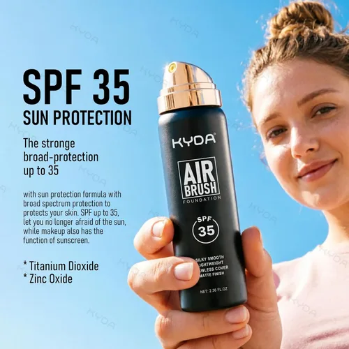 Miniatura 2 de KYDA - Base en aerosol AirBrush SPF 35, base mate duradera, cubierta ligera, suave mezclable, base de maquillaje hidratante con aplicador de cepillo