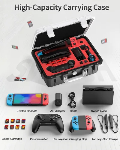Miniatura 2 de DEVASO Carrying Case for Nintendo Switch, Professional Deluxe Waterproof Travel Bag Soft Lining Hard Case for Nintendo Switch OLED Model Console Pro