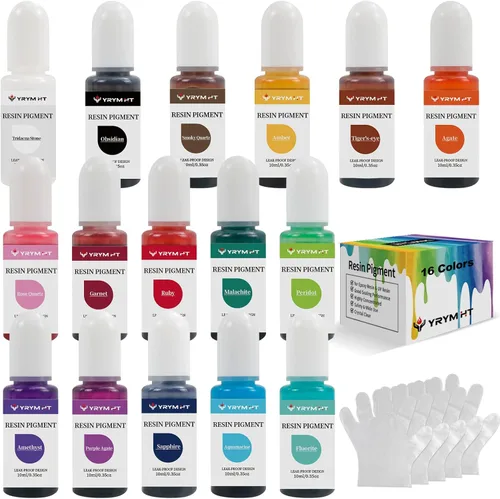 Miniatura 8 de YRYM HT Pigmento de resina epoxi - 16 colores no tóxicos, pigmento de color para resina epoxi concentrada para hacer joyas, arte, pintura