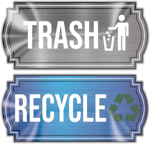 Miniatura 10 de Calcomanías de reciclaje y basura para botes de basura de cocina y contenedores de reciclaje, combo de calcomanías de basura y reciclaje para Plata