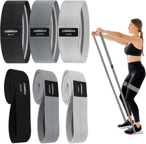STANDROCK Bandas de resistencia de tela para entrenamiento, bandas de 3 y 4 niveles, bandas de resistencia largas para mujeres y hombres | Bandas