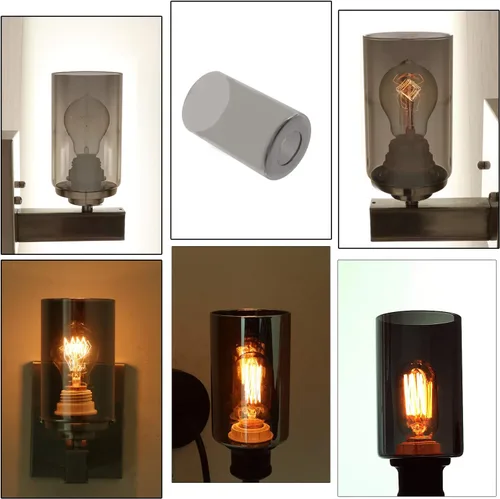 Miniatura 3 de Paquete de 2 pantallas de lámpara de vidrio gris ahumado, pantalla cilíndrica de vidrio brillante industrial de repuesto o globo para lámpara