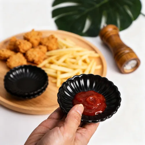 Miniatura 4 de Gaolinci Plato de cerámica con forma de flor de 3.5 pulgadas, mini condimento lateral, platos para servir aperitivos, juego de platillos pequeños
