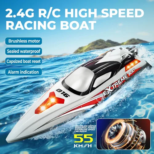Miniatura 2 de BEZGAR Bote RC, barco de control remoto sin escobillas grande de 18 pulgadas para adultos y niños, botes de velocidad RC grandes y rápidos de 55 KPH