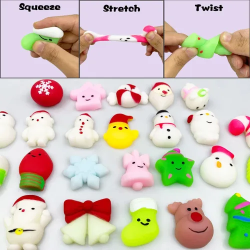 Miniatura 3 de Anditoy 100 piezas de juguetes esponjosos de Navidad Mochi Squishy de Navidad, juguetes esponjosos de Navidad para niños, niñas, niños pequeños