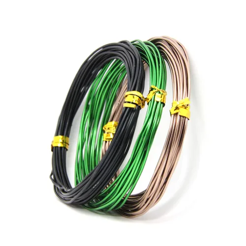 Miniatura 4 de 9 rollos de cables de bonsái, alambre de entrenamiento de bonsái de aluminio anodizado con 3 colores (negro, marrón, verde) y 3 tamaños