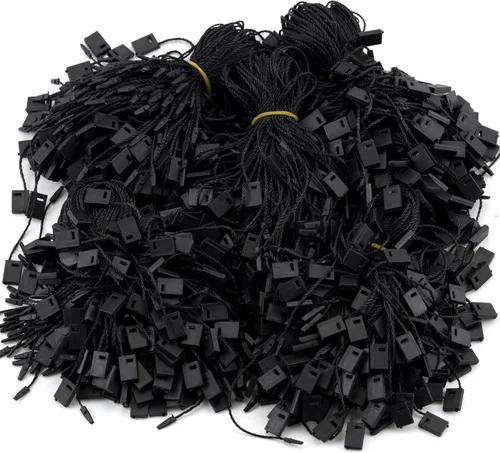 1000 unidades de etiquetas colgantes para ropa, bolsas de regalo, etiquetas de precios, zapatos, broches de presión, sujetadores de lazo de Negro