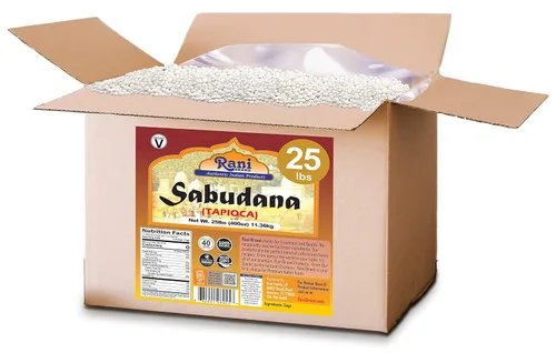 Rani Sabudana (Tapioca/Sago) Pearls 400oz (25lbs) 25.0 lbs Caja a granel ~ Todo natural | Vegano | Sin colores | Sin OMG | Origen indio