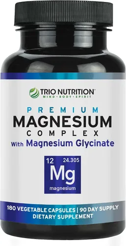 Trio Nutrition Complejo de magnesio para 90 días de suministro de 420 mg | Calma, relajación, alivio del estrés y recuperación muscular | Suplemento