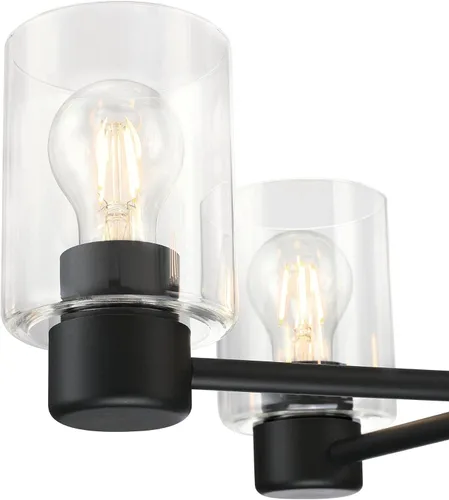 Miniatura 4 de Westinghouse 6115300 Sylvestre - Candelabro de interior transicional de cinco luces, acabado negro mate, cristal transparente