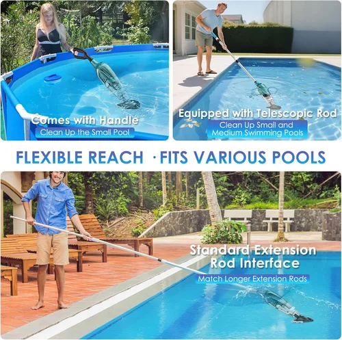 Miniatura 5 de Aspiradora de piscina para piscina sobre el suelo, limpiador de piscina recargable de mano, tecnología Turbo™, fuerte succión 2700L/H, hasta 75