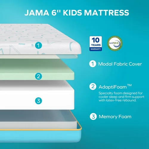 Miniatura 3 de MLILY JAMA - Colchón de 6 pulgadas para niños, de espuma viscoelástica, firmeza media, fabricado en los Estados Unidos con espuma de Estados Unidos