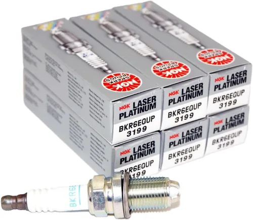 NGK 3199 Bujías de Platino Láser BKR6EQUP Compatibles con Modelos Selectos de Audi 97-01, BMW 92-06, Cadillac 03-04, Porsche 01-05, VW 98-05, Volvo