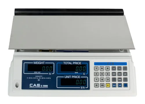 Miniatura 2 de CAS S-2000-30 Báscula electrónica de cálculo de precios, capacidad de 30 libras, rango único, báscula comercial de alimentos certificados por NTEP