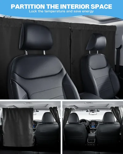 Miniatura 8 de 53.74 x 31.50 pulgadas, juego de 3 cortinas de privacidad para automóvil, SUV, MVP, camioneta, automóvil pequeño/sedán, accesorios universales