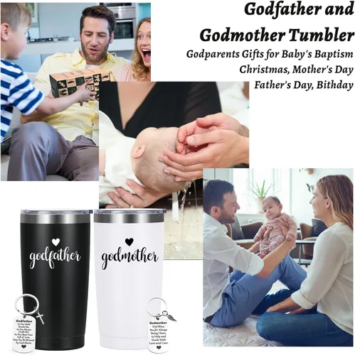 Miniatura 4 de LiqCool Regalo de propuesta de padrinos, juego de vasos aislados con llavero, regalo para padrinos de parte del ahijado, regalos de padres de Dios