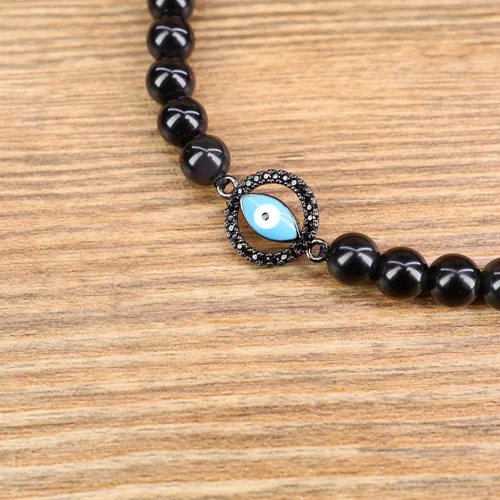 Miniatura 4 de COAI - Pulsera con cuentas de piedra de obsidiana negra