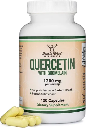 Quercetina 1000 mg con bromelina 200 mg, 120 cápsulas Suministro para 2 meses Puede fortalecer el sistema inmunológico Double Wood Supplements.