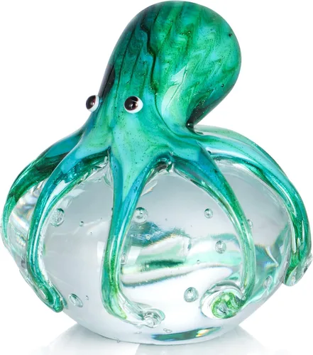 Figura de pulpo de vidrio soplado a mano, bonito pisapapeles de animales marinos, estatua náutica coleccionable para el hogar, oficina, fiesta y