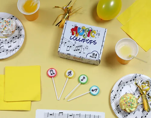 Miniatura 3 de Paletas de caramelo con música - 24 piruletas envasadas individualmente - Regalos con tema de música - Dulces Tik Tok - Favores de fiesta de música