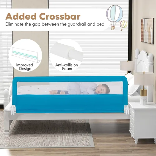 Miniatura 6 de BABY JOY Rieles de cama para niños pequeños, 59 pulgadas, extra largo, protector de cama abatible con correa de seguridad, barandilla plegable