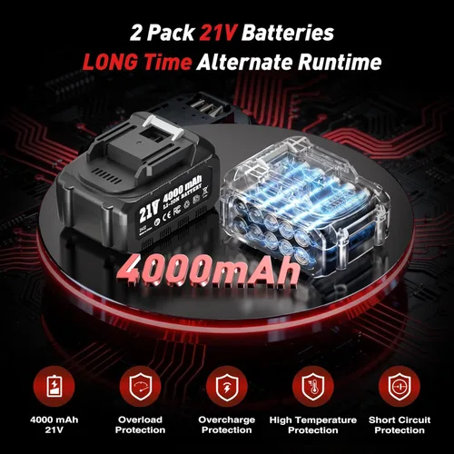 Miniatura 2 de Pulidora de búfer inalámbrica de coche de 6 pulgadas: kit de búfer de coche con 2 baterías de 4000 mAh, bloque de órbita de 8 mm y control de 6