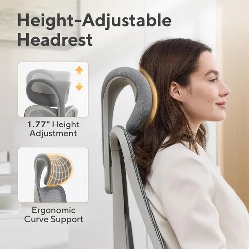 Miniatura 6 de Nouhaus Fluido - Silla de oficina ergonómica, silla de computadora de malla con respaldo alto y soporte lumbar ajustable en altura, respaldo y Gris