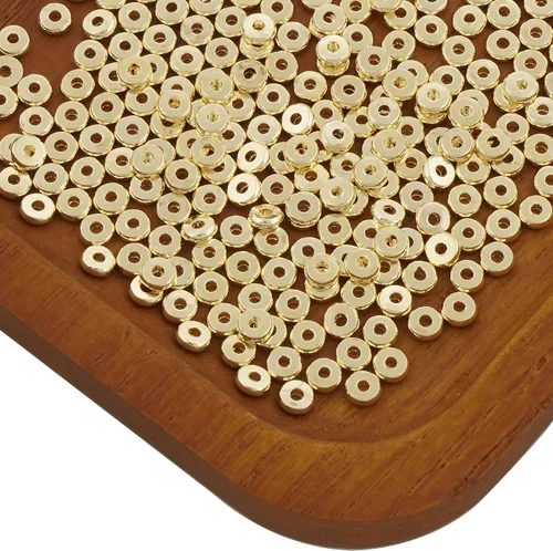 Miniatura 5 de 50 cuentas espaciadoras planas rellenas de oro de 14 quilates, estilos de disco y disco de monedas en tamaños de 0.157 in, 0.197 in, 0.236 in