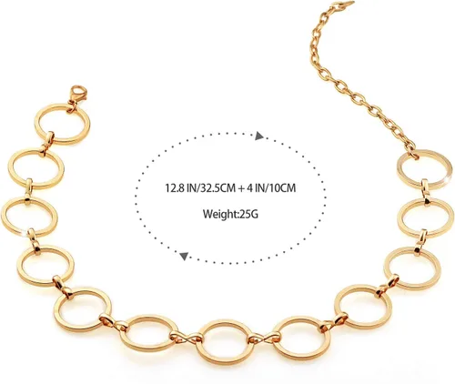 Miniatura 5 de Suyi - Gargantilla simple geométrica circular a la altura de la clavícula, para mujeres y niñas