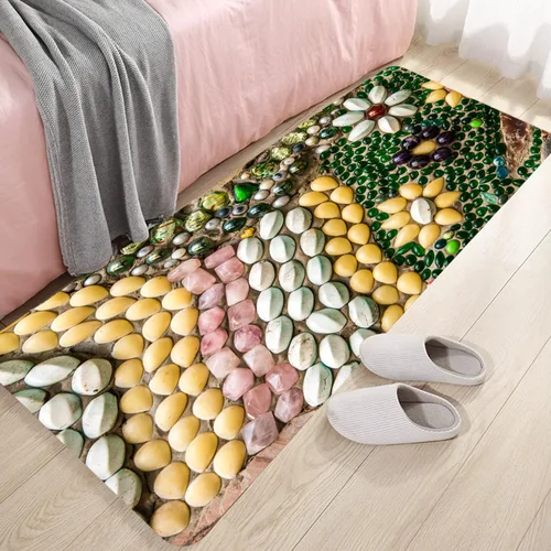 Miniatura 40 de Alfombra antideslizante de espuma de esponja de pelo bajo para puerta de baño, alfombras separadas a prueba de deslizamiento, alfombra de ilusión