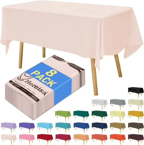 Miniatura 163 de Paquete de 3 manteles de plástico desechables de 54 x 108 pulgadas, manteles de color blanco hueso, manteles de fiesta nupcial para fiestas