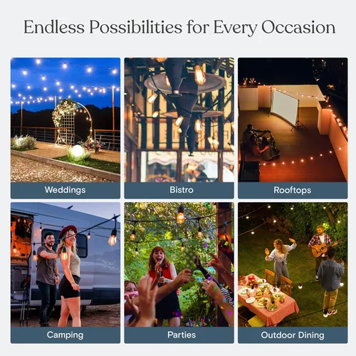 Miniatura 8 de Brightech Ambience Pro – Serie de luces LED impermeables para exteriores – colgantes, regulables, 2 W, bombillas vintage Edison – Luces de jardín